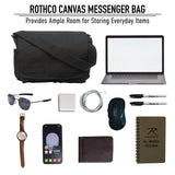 Rothco Classic Canvas Messenger Bag - Heavyweight Canvas Crossbody Shoulder Pack, Black