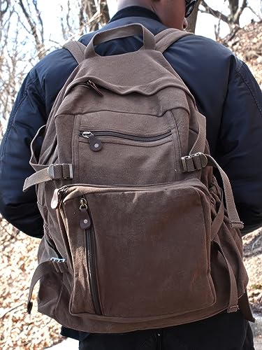 Rothco Jumbo Vintage Canvas Backpack - Rugged Practical Spacious Outdoor Rucksack – 28L Capacity, Earth Brown
