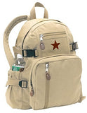Rothco Vintage Canvas Compact Backpack, Small Cotton Canvas Daypack with Multi Pockets, Adjustable Straps, Mini Travel Bag (Khaki)
