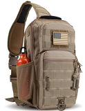Rover Sling Pack Tactical Shoulder Sling Bag Backpack with Bottle Holder Crossbody Chest Bag, Coyote
