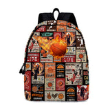 ROVOZAR Fire Basketball School Backpack for Boys, Basketball Backpack for School Kids Bookbag, 16 Inch Sports Theme Laptop Back Pack for Travel Hiking Camping