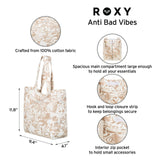 Roxy Cotton Tote Bag | Everyday Carry | Beach | Travel | Vacation | Reusable | Lightweight, Anti Bad Vibes - Ditsy Orchid