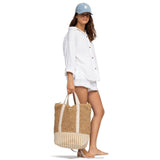 Roxy Women's Beach Tote Bag | Travel | Vacation | Straw | Lightweight | Breathable, Beach Lover - Natural/White