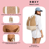 Roxy Women's Beach Tote Bag | Travel | Vacation | Straw | Lightweight | Breathable, Beach Lover - Natural/White