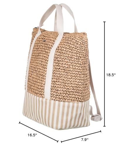 Roxy Women's Beach Tote Bag | Travel | Vacation | Straw | Lightweight | Breathable, Beach Lover - Natural/White