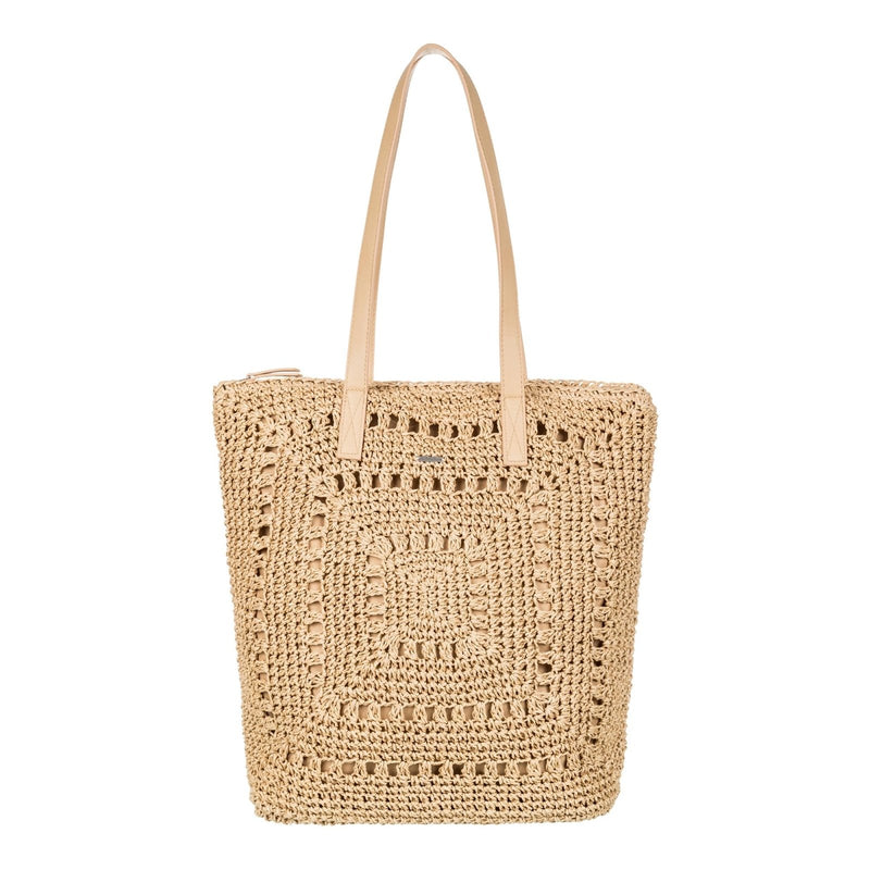 Roxy Women's Beach Tote Bag | Travel | Vacation | Straw | Lightweight | Breathable, Coco Cool - Natural