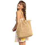 Roxy Women's Beach Tote Bag | Travel | Vacation | Straw | Lightweight | Breathable, Coco Cool - Natural