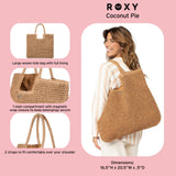 Roxy Women's Beach Tote Bag | Travel | Vacation | Straw | Lightweight | Breathable, Coconut Pie - Natural