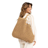 Roxy Women's Beach Tote Bag | Travel | Vacation | Straw | Lightweight | Breathable, Coconut Pie - Natural
