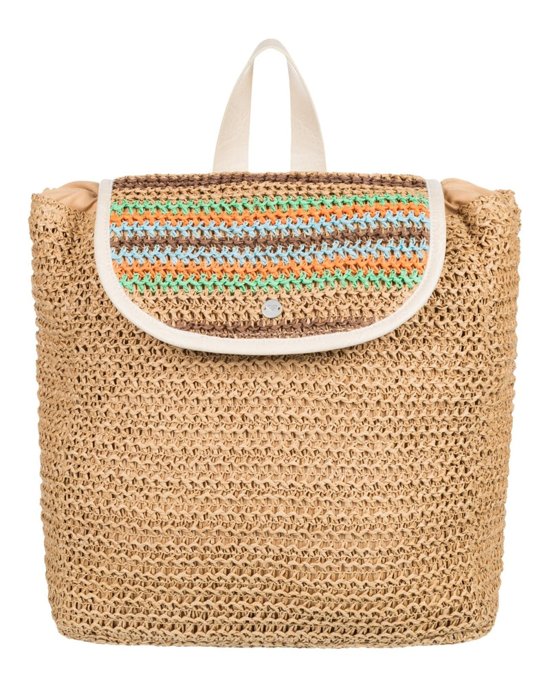 Roxy Woven Straw Backpack | Travel | Vacation | Lightweight | Natural Materials | Eco Friendly, Coco Pearl - Natural Sea