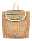 Roxy Woven Straw Backpack | Travel | Vacation | Lightweight | Natural Materials | Eco Friendly, Coco Pearl - Natural Sea