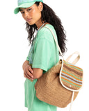 Roxy Woven Straw Backpack | Travel | Vacation | Lightweight | Natural Materials | Eco Friendly, Coco Pearl - Natural Sea