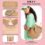 Roxy Woven Straw Backpack | Travel | Vacation | Lightweight | Natural Materials | Eco Friendly, Coco Pearl - Natural Sea