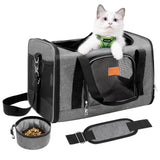 ROYPET Cat Carrier,Portable Pet Carrier Bag for Cats and Small Dogs,Foldable Soft - Sided and Scratch - Proof mesh Cat Bag Pet Carriers,Airline Approved Pet Carrier,Pet Travel Carrier Up to 15 Lbs,Grey