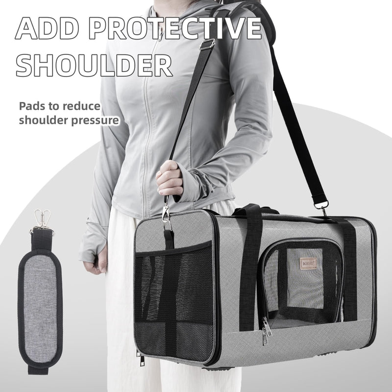 ROYPET Cat Carrier,Portable Pet Carrier Bag for Cats and Small Dogs,Foldable Soft - Sided and Scratch - Proof mesh Cat Bag Pet Carriers,Airline Approved Pet Carrier,Pet Travel Carrier Up to 15 Lbs,Grey