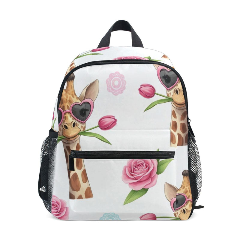 RPLIFE Giraffes Heart Sunglasses Toddler Backpack for Boys Girls Little Kid's Backpacks with Name Tag Mini, 3 - 8 Years, Medium