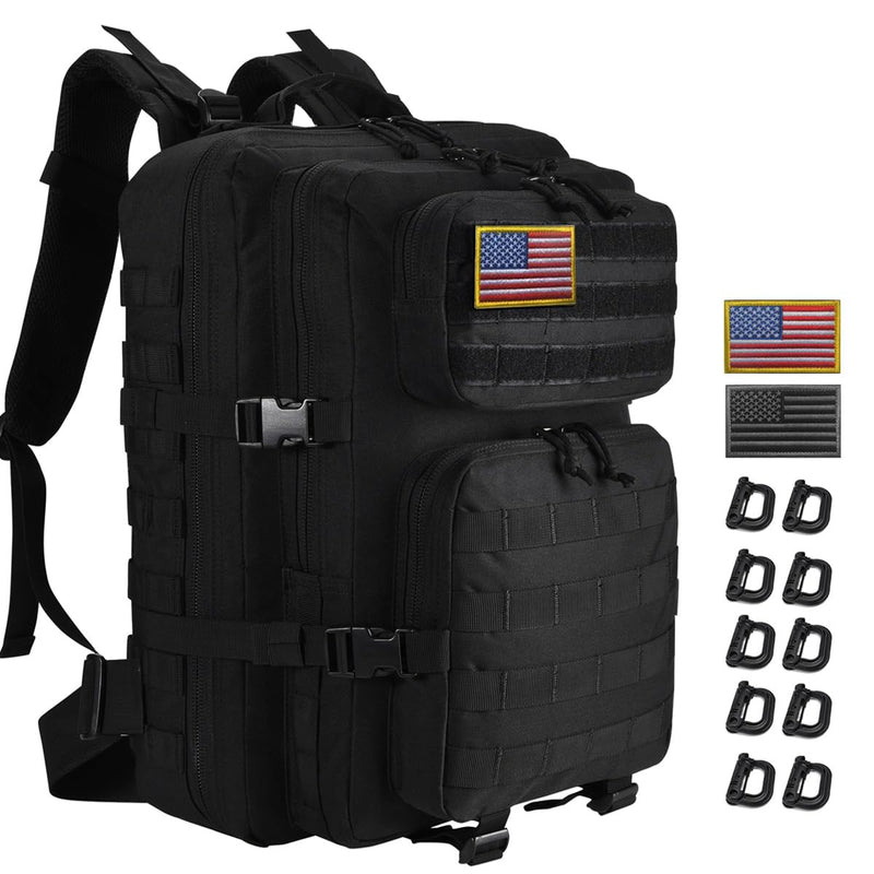 R.SASR 45L Black Tactical Backpack Military Assault Pack, MOLLE System Large 3 Day Bug Out Bag for Men Women Hiking Camping(Black - 01)