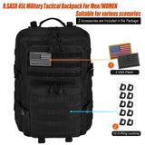 R.SASR 45L Black Tactical Backpack Military Assault Pack, MOLLE System Large 3 Day Bug Out Bag for Men Women Hiking Camping(Black - 01)