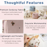 RSRSLEII 2Pcs Corduroy Travel Makeup Bag with Bear Pattern, Cute Cosmetic Bag for Purse Organizer, Toiletry Bag with Zipper for Women Travel Essentials(31 Pink Bear)