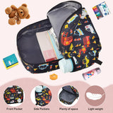 RSUARSUA Little Kids Backpack for Girls Boys - 15 Inch Preschool Kindergarten Backpack Cute Car Patterns School Bag for Aged 3 - 8, Black