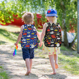 RSUARSUA Little Kids Backpack for Girls Boys - 15 Inch Preschool Kindergarten Backpack Cute Car Patterns School Bag for Aged 3 - 8, Black