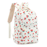 RTGNEI Kids School Backpack for Girls 5-12 Kawaii Travel Cherry Bookbag,Beige Cherry