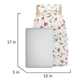 RTGNEI Kids School Backpack for Girls 5 - 12 Kawaii Travel Cherry Bookbag,Beige Cherry