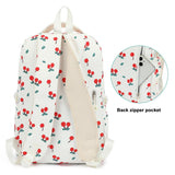 RTGNEI Kids School Backpack for Girls 5 - 12 Kawaii Travel Cherry Bookbag,Beige Cherry