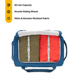 RTIC Road Trip Rolling Duffle Bag with Wheels for Men and Women, Traveling Tote for Camp, Travel, Gym, Weekender, Camping, Overnight Carry On, Sports, Spacious, Water Resistant, Medium, Navy & Denim