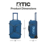 RTIC Road Trip Rolling Duffle Bag with Wheels for Men and Women, Traveling Tote for Camp, Travel, Gym, Weekender, Camping, Overnight Carry On, Sports, Spacious, Water Resistant, Medium, Navy & Denim