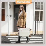 Ruausine Carry on Luggage Airline Approved, Hardside Carry - on Suitcase with Spinner Wheels, Hard Shell Lightweight Small Travel Luggage with TSA Lock (White)