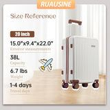 Ruausine Carry on Luggage Airline Approved, Hardside Carry - on Suitcase with Spinner Wheels, Hard Shell Lightweight Small Travel Luggage with TSA Lock (White)