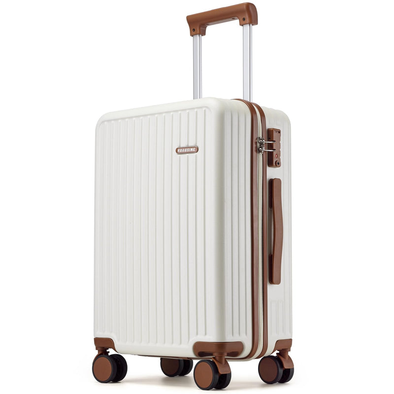 Ruausine Carry on Luggage Airline Approved, Hardside Carry - on Suitcase with Spinner Wheels, Hard Shell Lightweight Small Travel Luggage with TSA Lock (White)