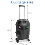 Ruconla 20 inch Smart LED light up Luggage, Airline Approved Hard Shell Suitcases with Wheels, Carry on Luggage Small Rolling Suitcase with Lock, APP - Controlled LED Display