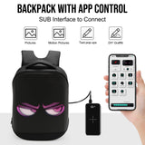 Ruconla LED Backpack Programming APP Waterproof USB Powered Colorful LED Display Storage Laptop Backpack[Battery not included]