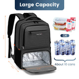 RUCYEN Lunch Backpack, Insulated Cooler Backpack Lunch Box for Men Women, 15.6 Inches RFID Blocking Laptop Backpack with USB Port Lunch Bag for Work Travel Black