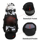 RUCYEN Skateboard Backpack, Laptop Backpack with USB Charging Port, RFID Anti - Theft Lock, Waterproof Fabric, Fits up to 15.6 Inch Laptop, for Business Travel Men (Black)