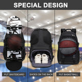 RUCYEN Skateboard Backpack, Laptop Backpack with USB Charging Port, RFID Anti - Theft Lock, Waterproof Fabric, Fits up to 15.6 Inch Laptop, for Business Travel Men (Black)