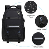RUCYEN Skateboard Backpack, Laptop Backpack with USB Charging Port, RFID Anti - Theft Lock, Waterproof Fabric, Fits up to 15.6 Inch Laptop, for Business Travel Men (Black)