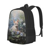 Rugged Unisex 17 Inch Backpack Cat Water Lilies Bloom Heavy Duty Build for Casual Daily Life Outdoor Adventures Camping & Hiking Trips