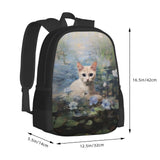 Rugged Unisex 17 Inch Backpack Cat Water Lilies Bloom Heavy Duty Build for Casual Daily Life Outdoor Adventures Camping & Hiking Trips