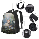 Rugged Unisex 17 Inch Backpack Cat Water Lilies Bloom Heavy Duty Build for Casual Daily Life Outdoor Adventures Camping & Hiking Trips
