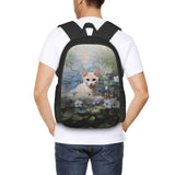 Rugged Unisex 17 Inch Backpack Cat Water Lilies Bloom Heavy Duty Build for Casual Daily Life Outdoor Adventures Camping & Hiking Trips