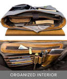 RUSTIC TOWN Leather Canvas Messenger Bag for Men Women - Vintage Laptop Satchel Leather Briefcase (14 Inch, Dark Grey)