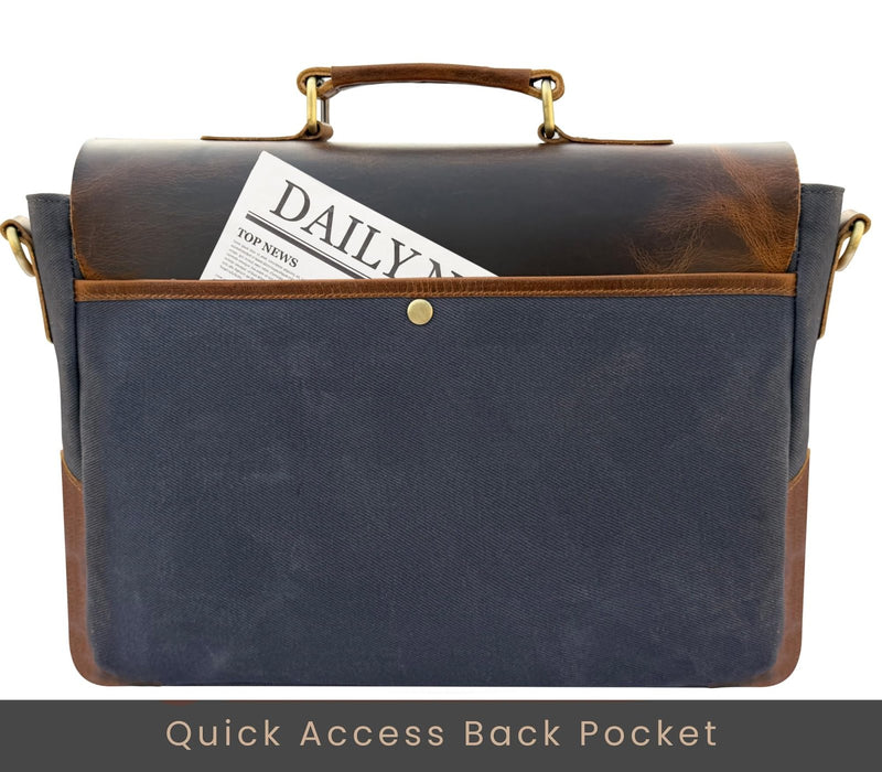 RUSTIC TOWN Leather Canvas Messenger Bag for Men Women - Vintage Laptop Satchel Leather Briefcase (14 Inch, Dark Grey)