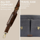 RUSTIC TOWN Leather Canvas Messenger Bag for Men Women - Vintage Laptop Satchel Leather Briefcase (14 Inch, Dark Grey)