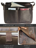 RUSTIC TOWN Leather Messenger Bag for Men Women - Full Grain Leather Laptop Satchel Office Shoulder Bag (16 - Inch, Dark Brown)