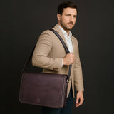 RUSTIC TOWN Leather Messenger Bag for Men Women - Full Grain Leather Laptop Satchel Office Shoulder Bag (16 - Inch, Dark Brown)