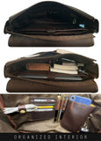 RUSTIC TOWN Leather Messenger Bag for Men Women - Full Grain Leather Laptop Satchel Office Shoulder Bag (16 - Inch, Dark Brown)