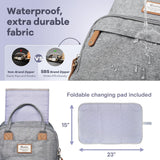 RUVALINO Diaper Bag Backpack - Multifunction Travel Baby Diaper Bag with Changing Pad, Insulated Bottle Holders & Pacifier Case, Large Capacity, Waterproof, Gray